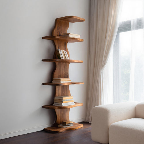 Modern Sculptural Wave Bookshelf For Living Room