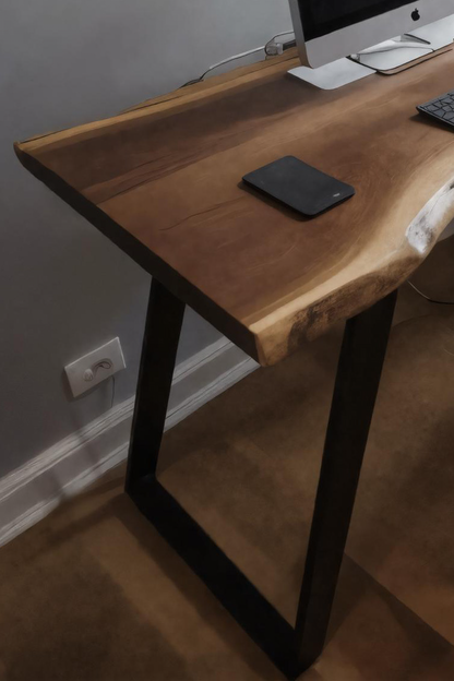 Ergonomic Live Edge Desk With Curved Top For Modern Home Office