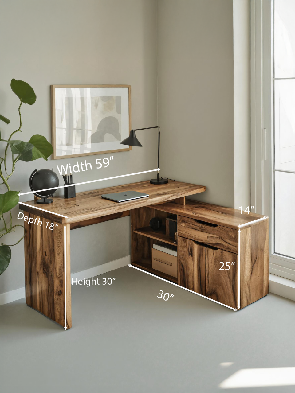 Contemporary L Shaped Desk With Drawers For Home Office