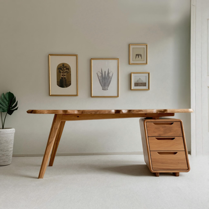 Contemporary Office Desk With Storage Drawers For Home Workspace