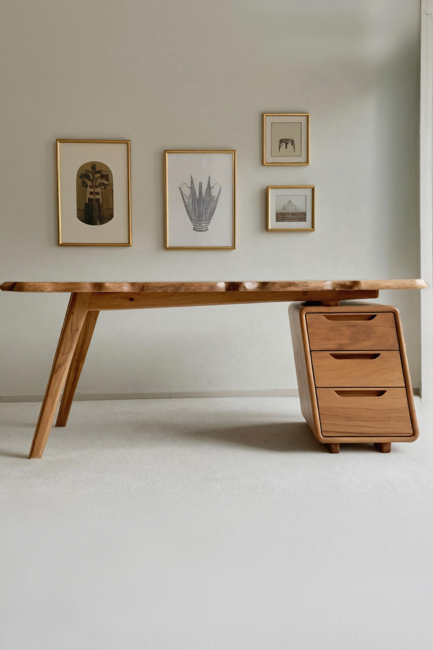 Contemporary Office Desk With Storage Drawers For Home Workspace