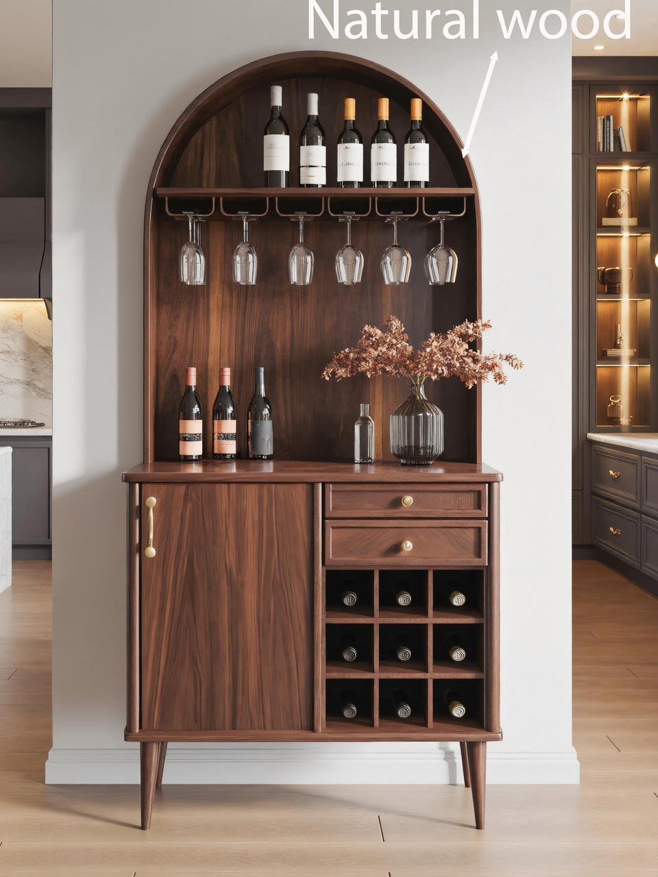 Classic Wine Cabinet With Storage For Dining Room