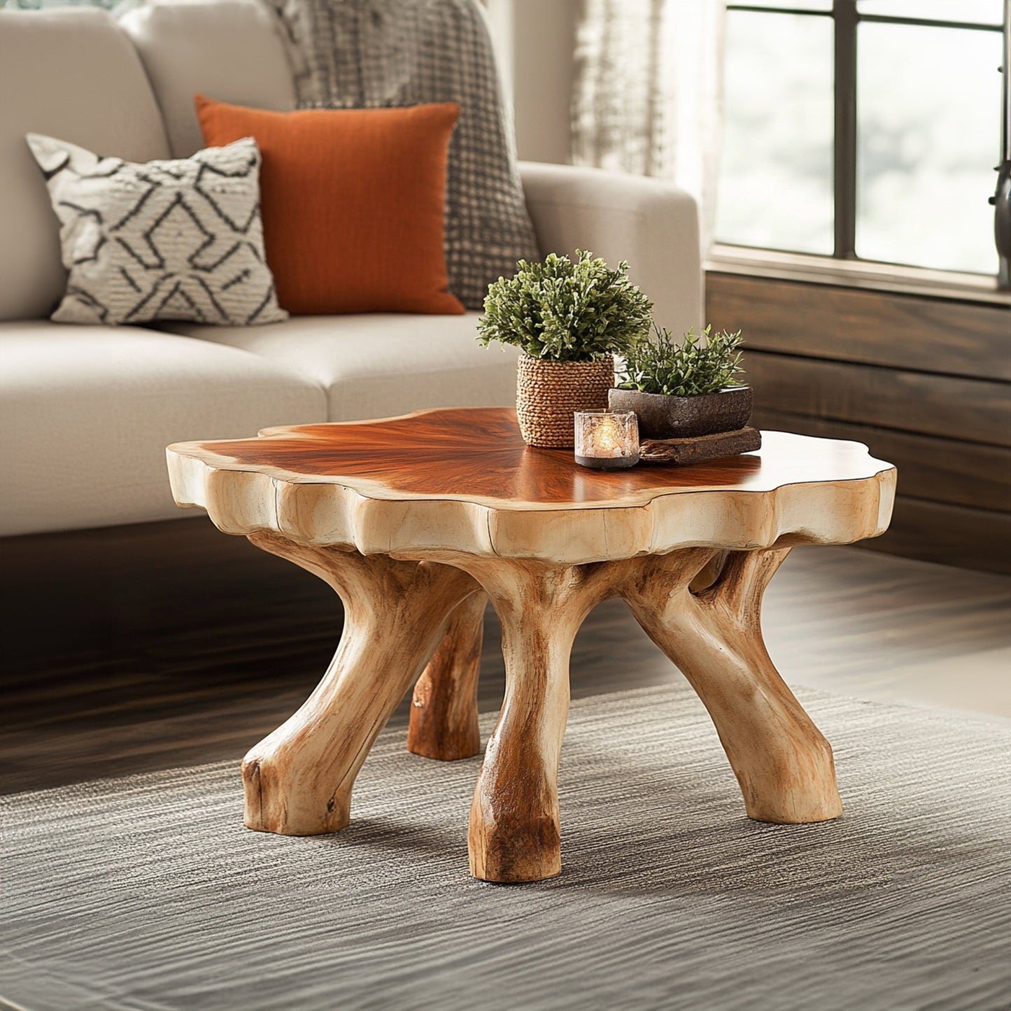 Handcrafted Rustic Coffee Table With Solid Wood Design SILDTCF001