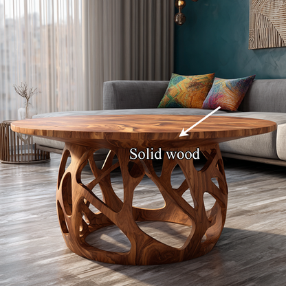 Coffee Table Solid Wood Handmade Art Style Gift SINLSACF019