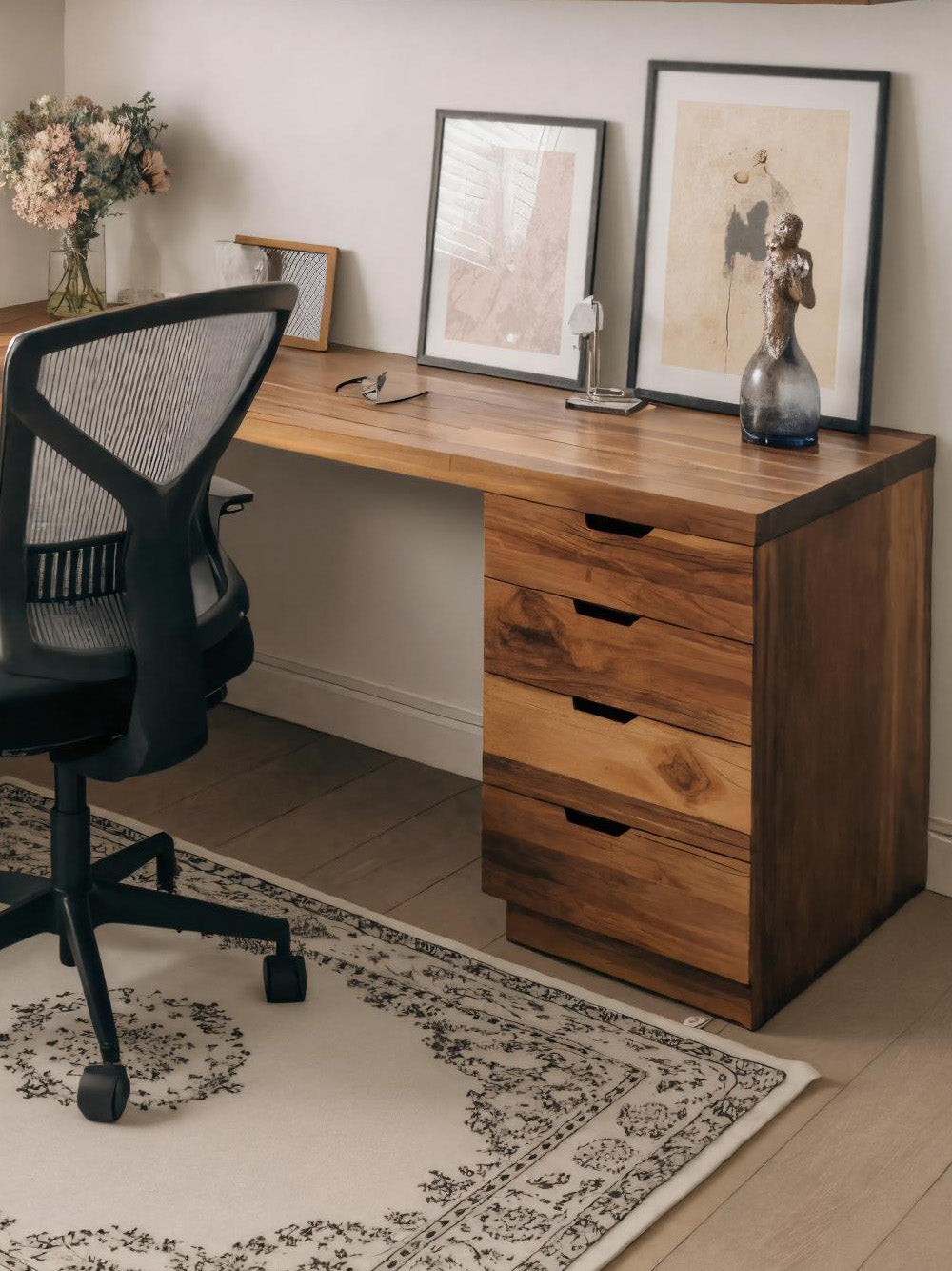 Contemporary L Shaped Desk With Drawers For Home Office
