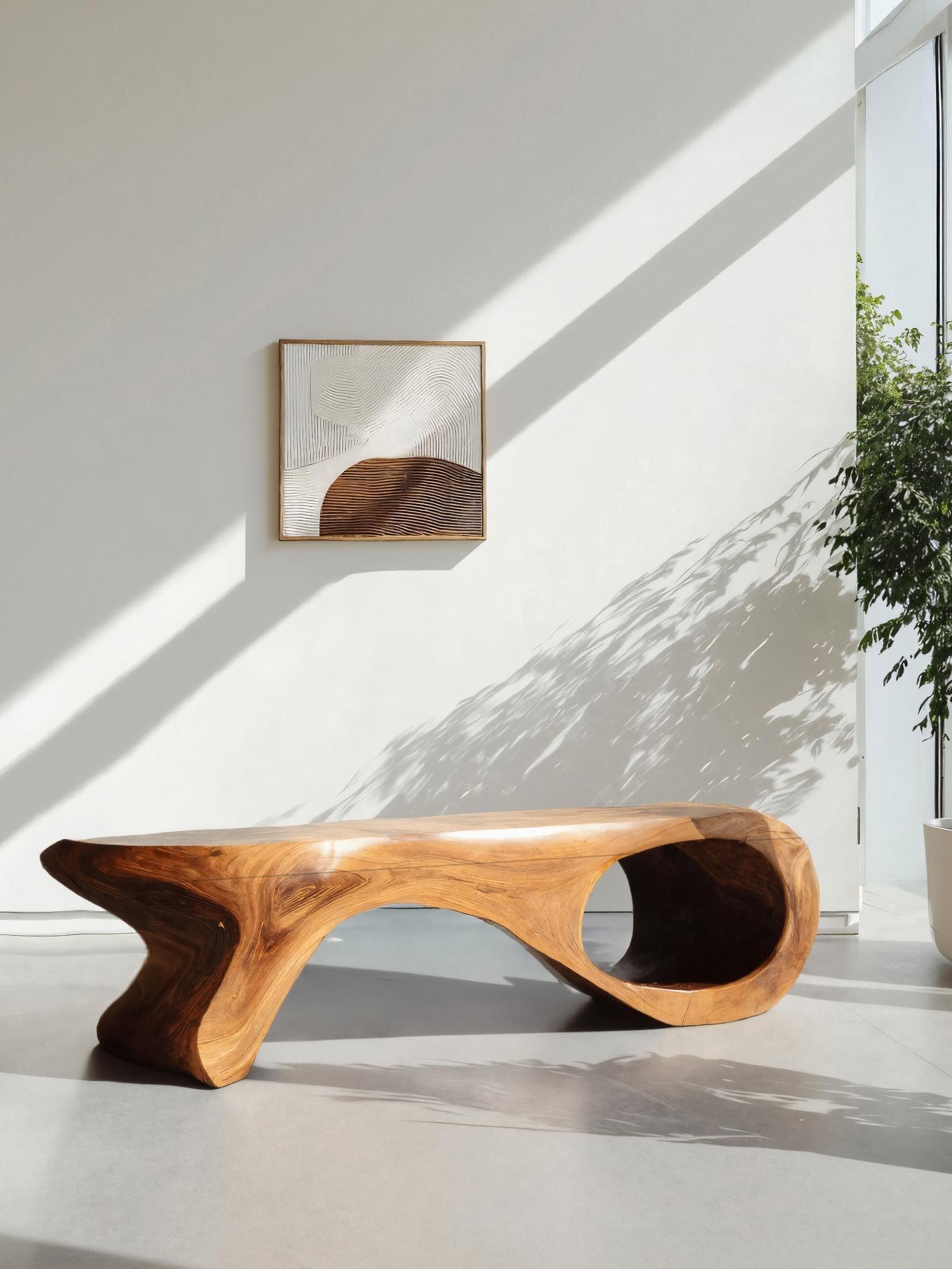 Artistic Sculptural Organic Bench For Entryway Decor