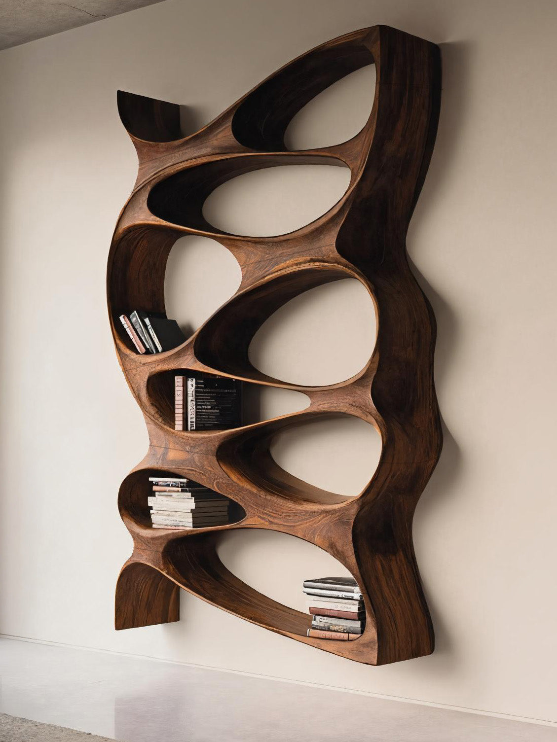 Artistic Sculptural Wall Mounted Bookshelf For Living Room