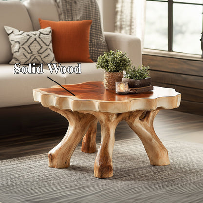 Handcrafted Rustic Coffee Table With Solid Wood Design SILDTCF001