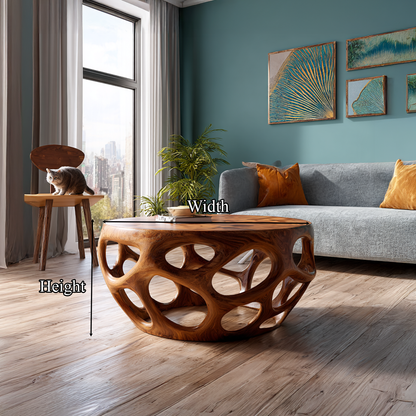 Farmhouse Coffee Table Reclaimed Wood Round Gift SINLSACF024