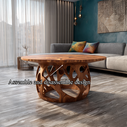 Coffee Table Solid Wood Handmade Art Style Gift SINLSACF019