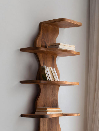Modern Sculptural Wave Bookshelf For Living Room