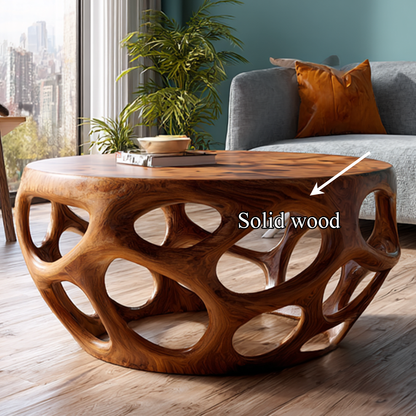 Farmhouse Coffee Table Reclaimed Wood Round Gift SINLSACF024