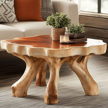 Handcrafted Rustic Coffee Table With Solid Wood Design SILDTCF001