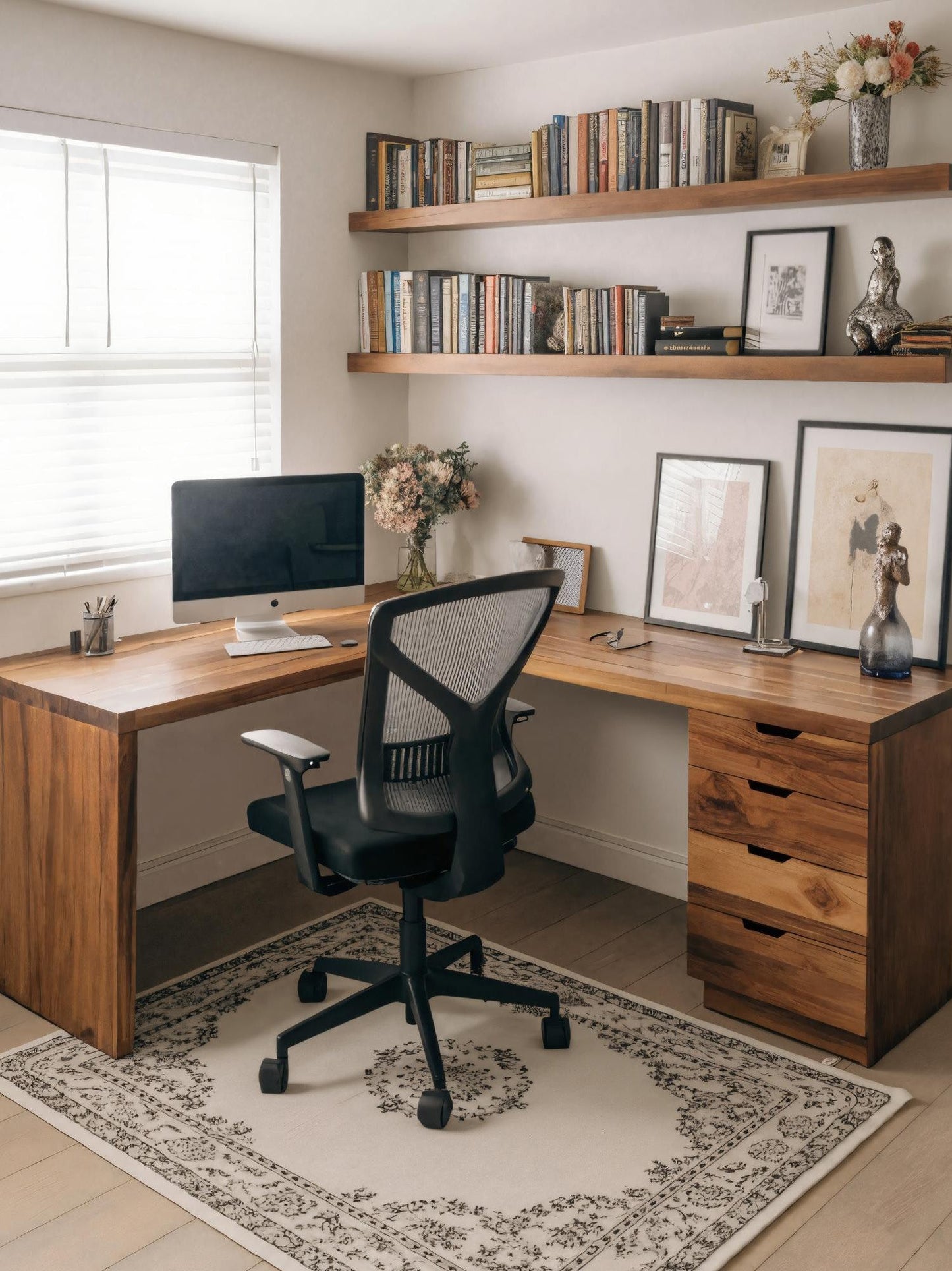 Contemporary L Shaped Desk With Drawers For Home Office