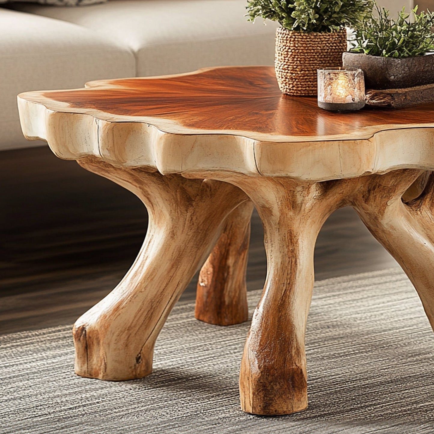 Handcrafted Rustic Coffee Table With Solid Wood Design SILDTCF001