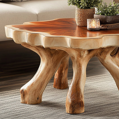 Handcrafted Rustic Coffee Table With Solid Wood Design SILDTCF001