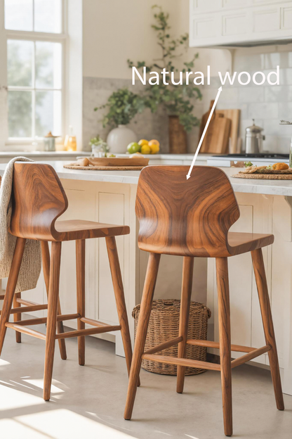 Contemporary Curved Bar Stools With Smooth Backrest For Dining