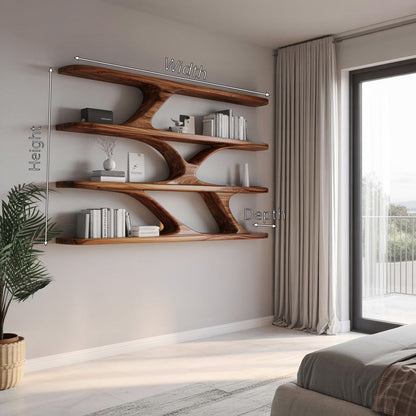 Modern Sculptural Wall Mounted Bookshelf For Bedroom