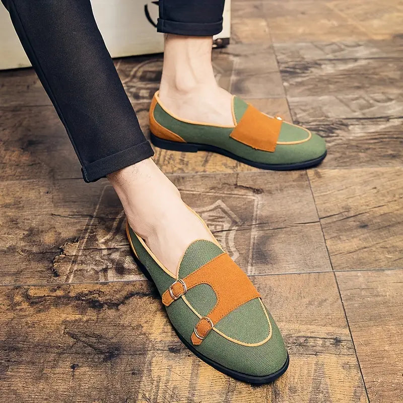 Oxford Canvas Suede Slip-Ons