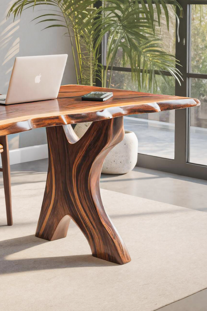 Modern Sculptural Live Edge Desk With Curved Legs For Studio