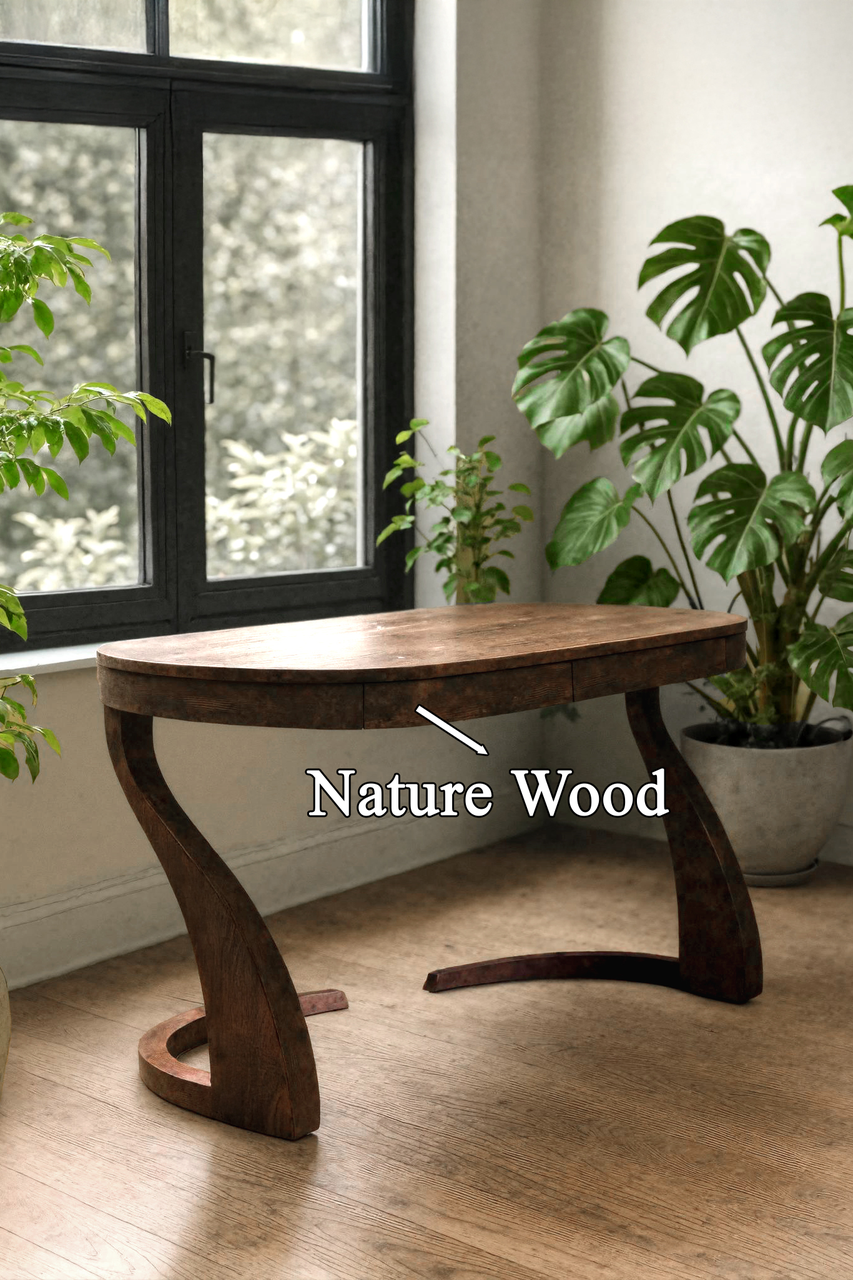 Artistic Office Desk With Curved Handcrafted Legs For Creative Workspace