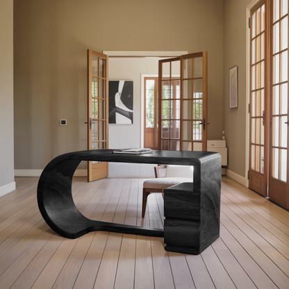 Curved Sculptural Desk With Fluid Form For Home Office And Studio