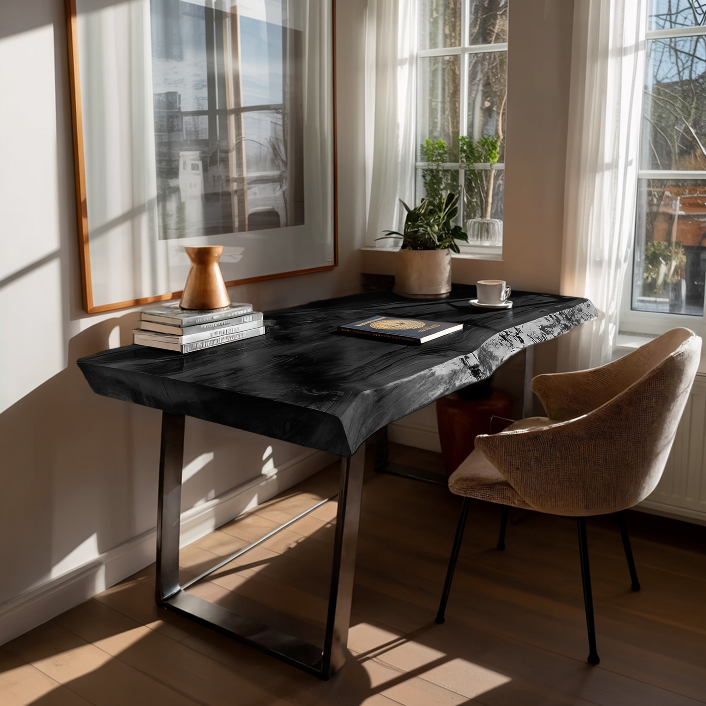 Farmhouse Solid Wood Live Edge Desk For Interior Decor