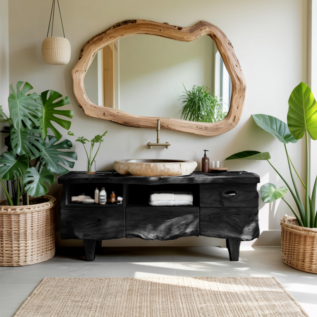 Farmhouse Wooden Vanity For Bathroom Interior Design