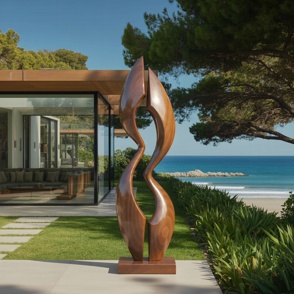 Farmhouse Wood Sculpture Decor For Outdoor Patio