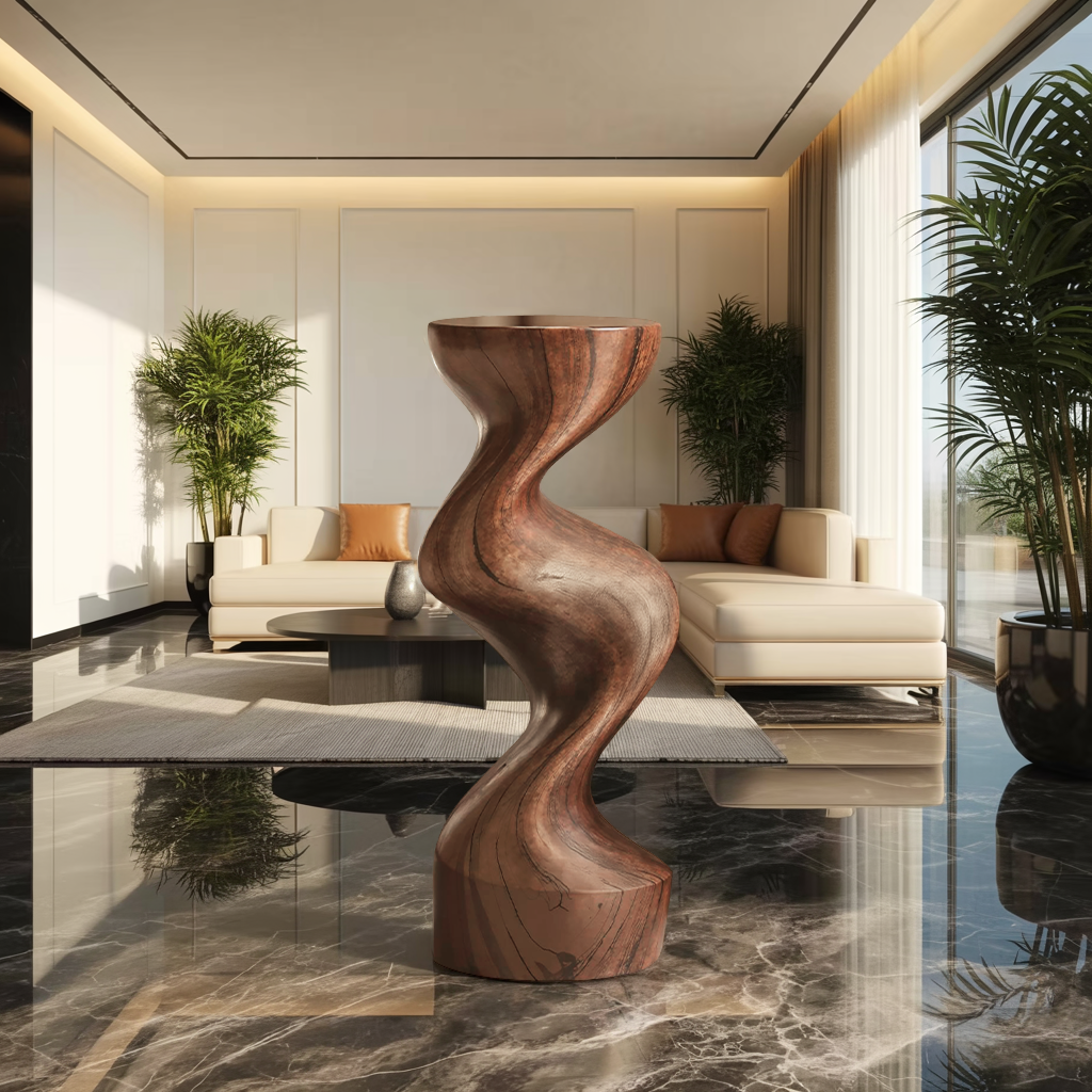 Farmhouse Solid Wood Abstract Sculpture For Garden