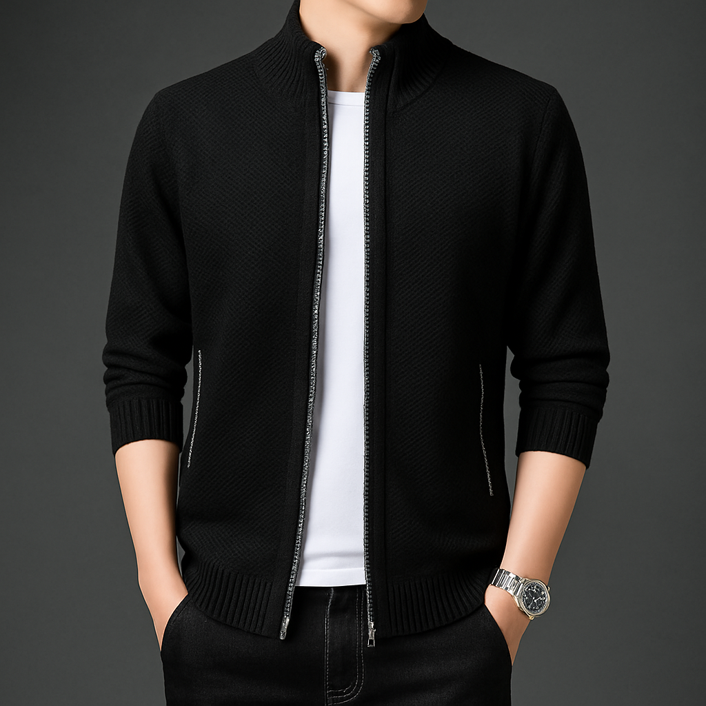 Woven Full-Zip Cardigan