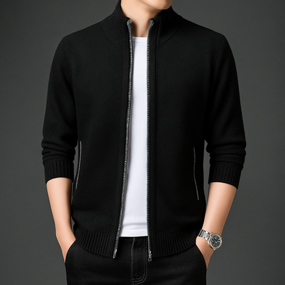 Woven Full-Zip Cardigan