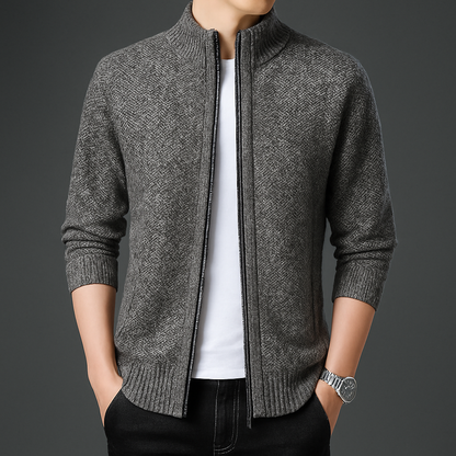 Woven Full-Zip Cardigan