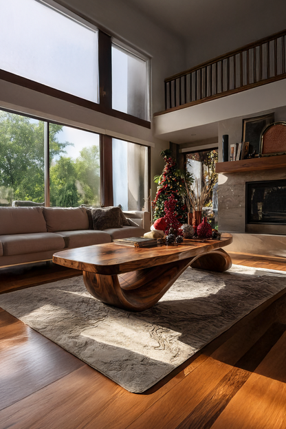 Farmhouse Live Edge Coffee Table Rustic For Holiday Furniture Use SILDTTRCCF019