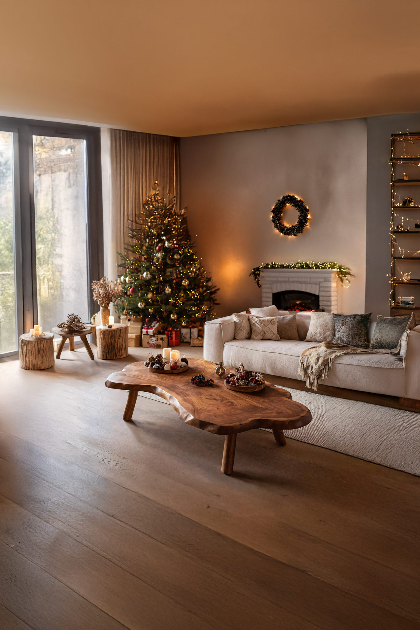 Farmhouse Wooden Live Edge Coffee Table For Holiday Home Style SILDTTRCCF006