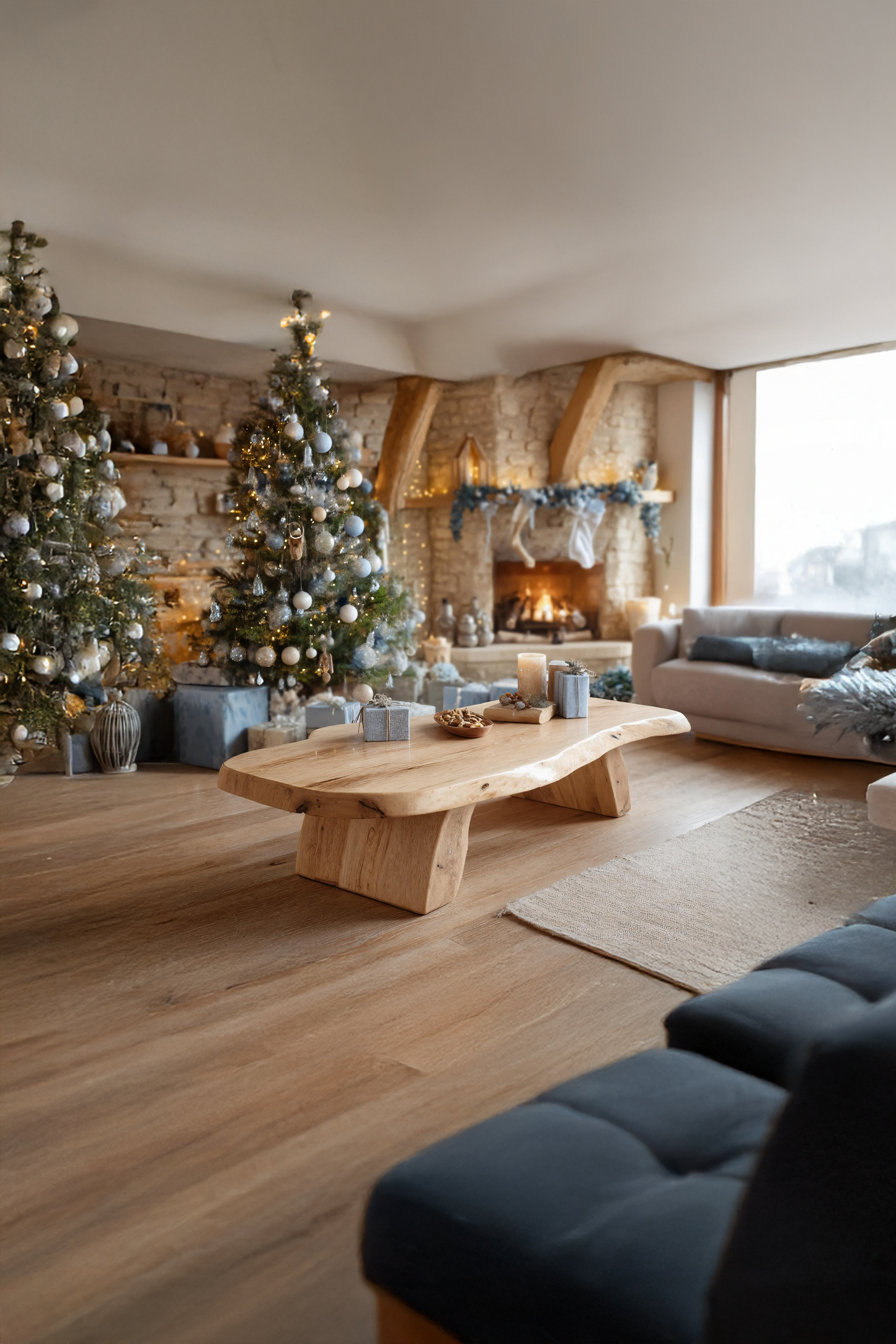 Handcrafted Modern Coffee Table Solid Wood For Christmas Living Room SILDTTRCCF029