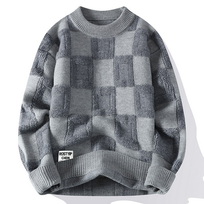 Gridwave Checkered Knit Sweater