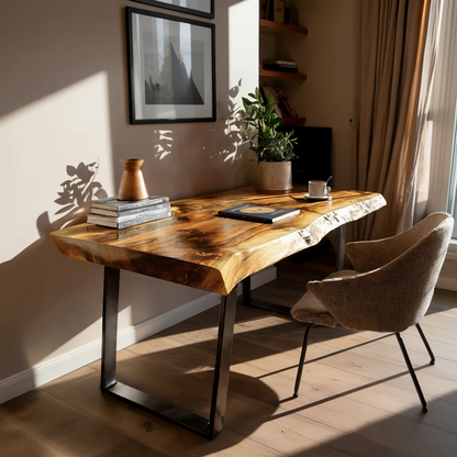 Farmhouse Solid Wood Live Edge Desk For Interior Decor