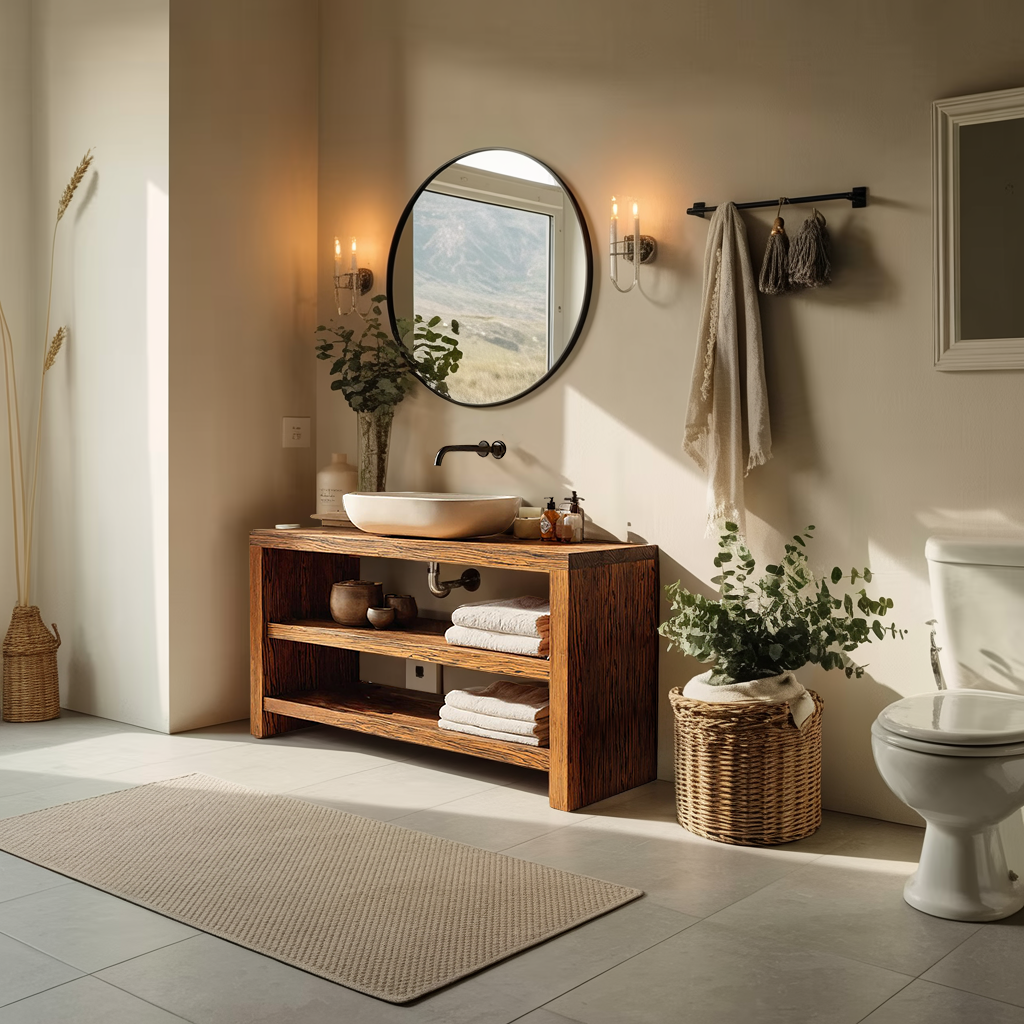 Farmhouse Wooden Vanity For Cozy Bathroom Spaces