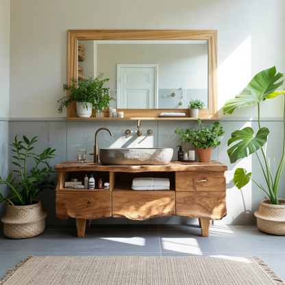 Farmhouse Wooden Vanity For Bathroom Interior Design