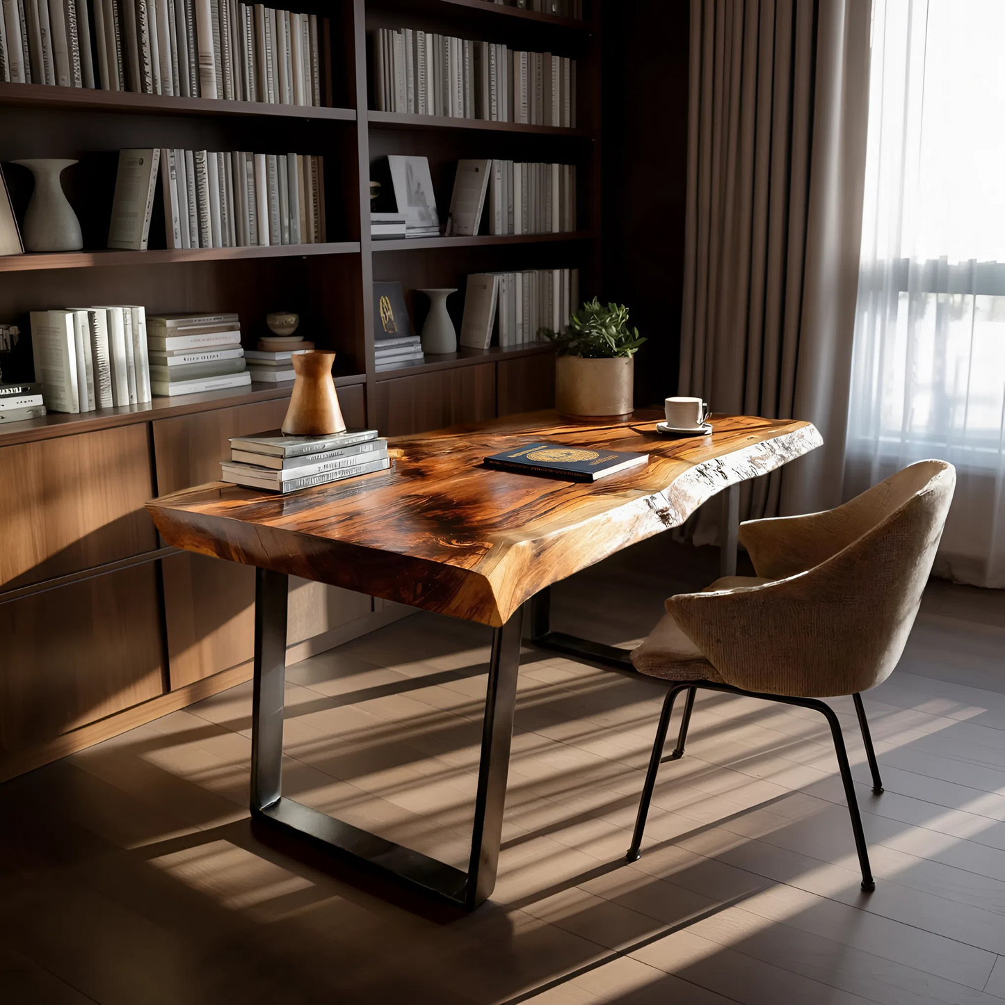 Farmhouse Solid Wood Live Edge Desk For Interior Decor