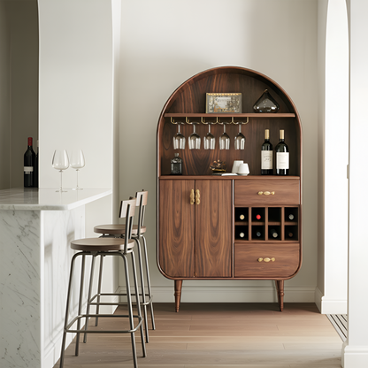 Arched Wine Cabinet With Storage For Dining Room