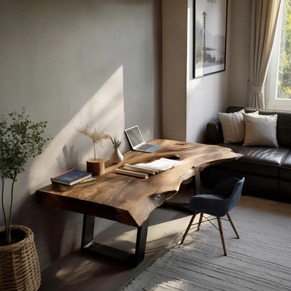 Farmhouse Wooden Live Edge Desk For Bedroom Decor