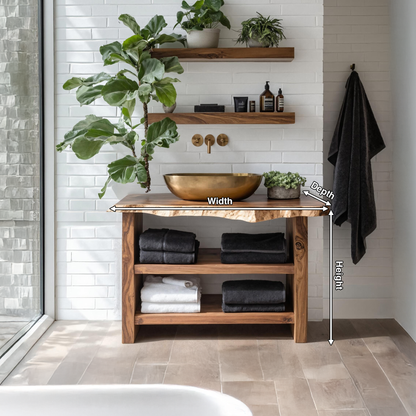 Farmhouse Wooden Vanity For Bathroom Furniture Setup