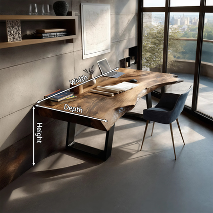 Farmhouse Wooden Live Edge Desk For Bedroom Decor