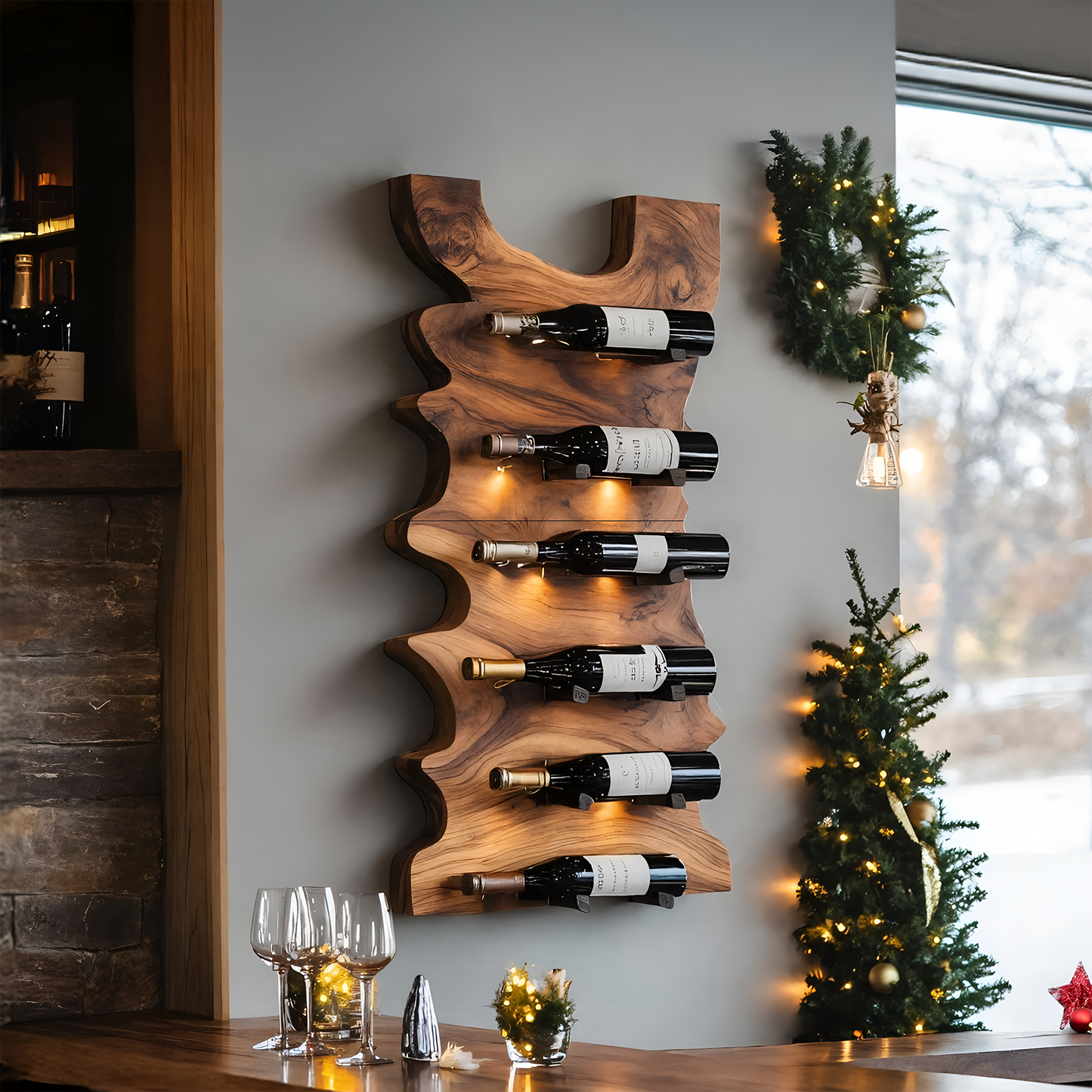 Handcrafted Live Edge Wine Holder For Entryway Design Ideas