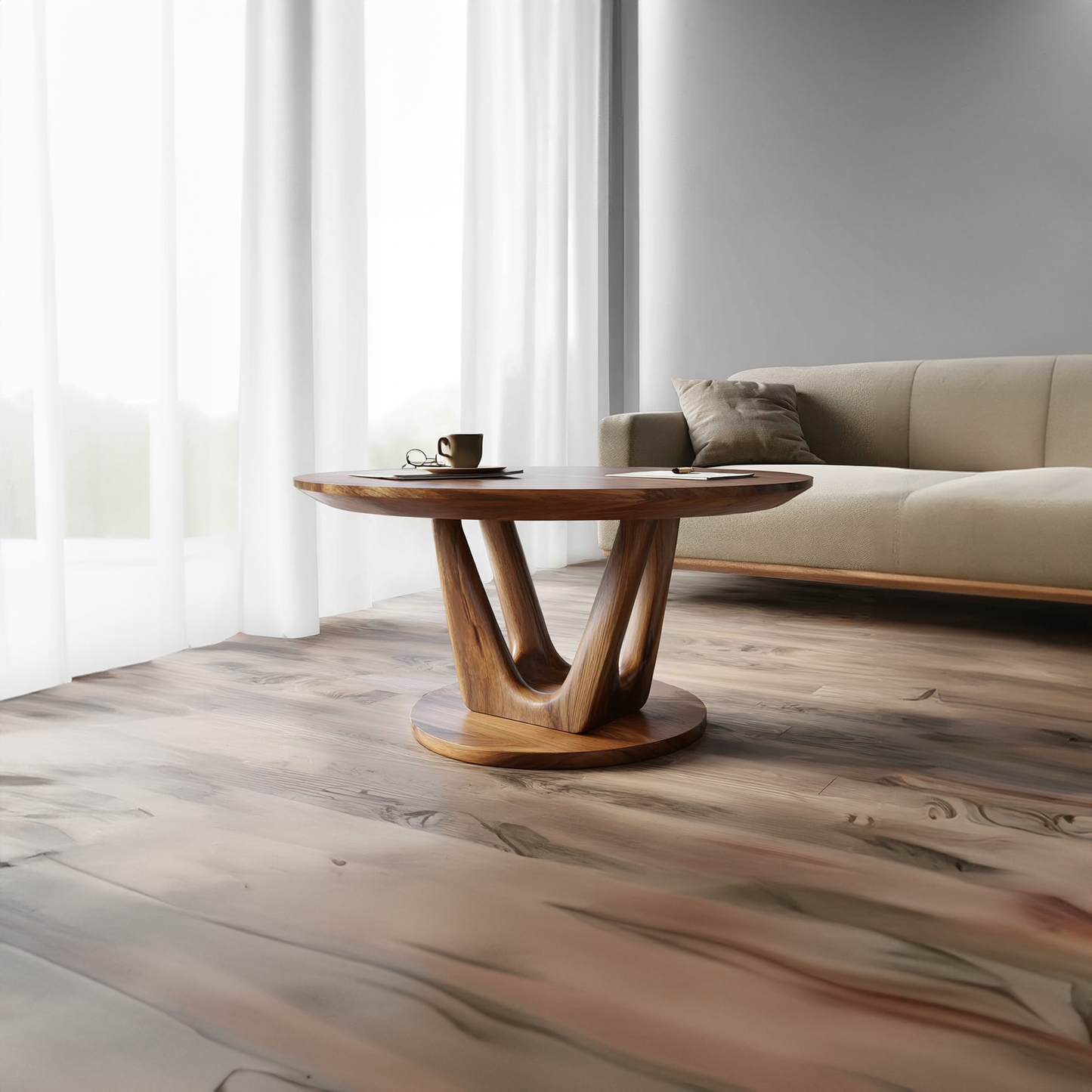 Contemporary Round Coffee Table Living Room Family Room SINLKICF212