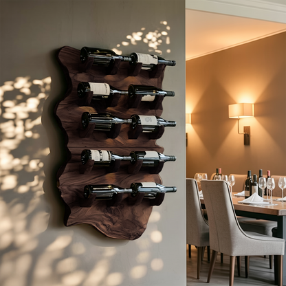 Farmhouse Wooden Live Edge Wine Holder For Furniture Decor