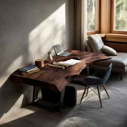 Farmhouse Wooden Live Edge Desk For Bedroom Decor