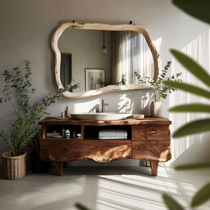 Farmhouse Wooden Vanity For Bathroom Interior Design